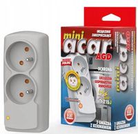 ACAR LISTWA ZASILAJĄCA AGD SZARA MINI z ZABEZPIECZENIEM 2 gniazda 16A 3680W