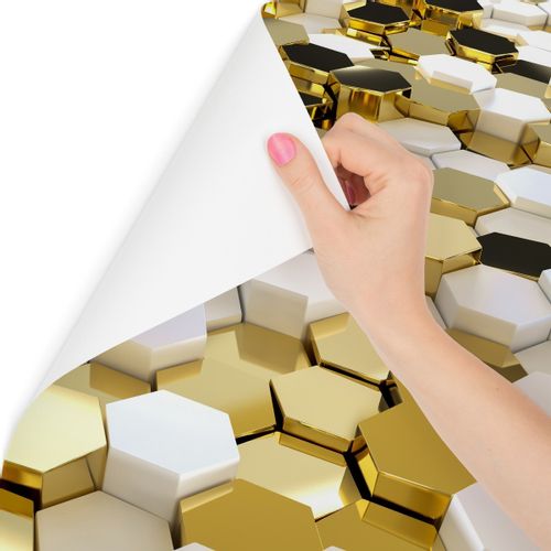 Fototapeta MOZAIKA Złote Heksagony Wzór 3D 368cm x 254cm na Arena.pl
