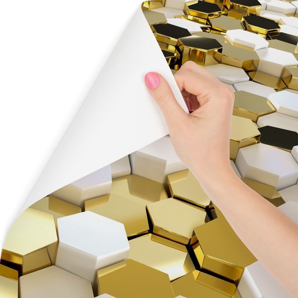 Fototapeta MOZAIKA Złote Heksagony Wzór 3D 368cm x 254cm zdjęcie 4