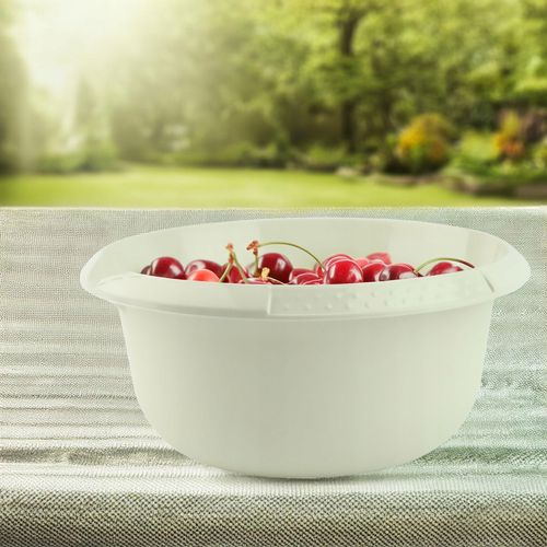 MISKA OKRĄGŁA UNIWERSALNA MISA DO KUCHNI OGRODU NA WARZYWA OWOCE 3L ECRU na Arena.pl