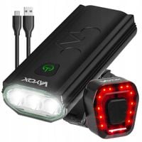 ZESTAW LAMPKA LED ROWEROWA PRZEDNIA TYLNA OŚWIETLENIE ROWEROWE USB VAYOX