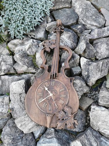 Skrzypce zegar ścienny drewniany w drewnie 60cm na prezent muzyka na Arena.pl