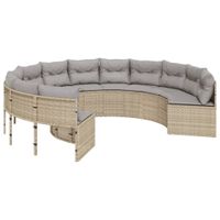 Sofa ogrodowa z poduszkami, okrągła, beżowy rattan PE
