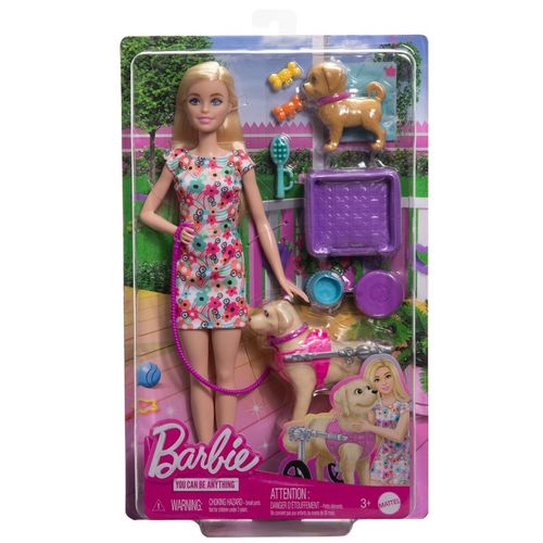 Barbie Lalka i piesek na wózku Zestaw HTK37 na Arena.pl