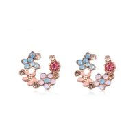 kolczyki sztyfty wianki cyrkonie kwiatuszki kolor k1674