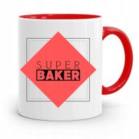 Kubek Czerwony Dla Piekarza Super Baker Prezent Z Nadrukiem Ze Zdjęciem