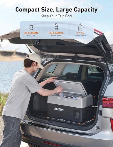 Lodówka kempingowa AstroAI z zamrażarką 22 litry, przenośna lodówka 12/24 V na Arena.pl