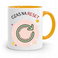 Kubek Żółty Informatyka Programisty Czas Na Reset Z Nadrukiem Ze Zdjęciem