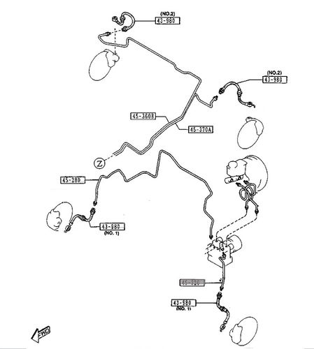 Mazda 626 GE 2wd + ABS Zestaw Przewodów Hamulcowych Stalowych W Otulinie na Arena.pl