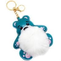 Brelok do kluczy zawieszka Miś biały pompon