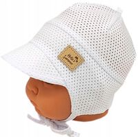 CZAPKA AŻUROWA Z DASZKIEM PRZEWIEWNA LATO 42-44 BIAŁA