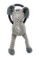 Zabawka pluszowa dla psa słoń ze sznurkową petlą i piszczałką 31cm