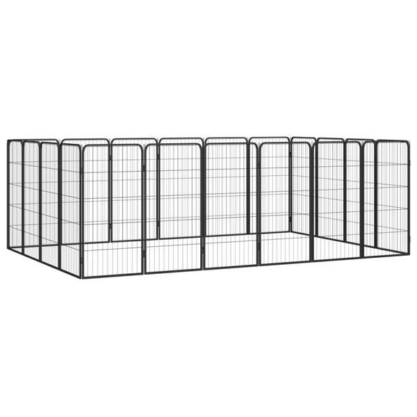 Kojec dla psa, 20 paneli, czarny, 50x100 cm, stal zdjęcie 1