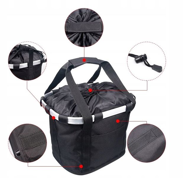 Torba KOSZYK do ROWERU rowerowy PIKNIK czarny zdjęcie 6