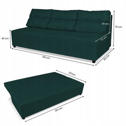 Kanapa sofa KIMO funkcja spania pojemnik Family Meble Hunter zielony welur na Arena.pl