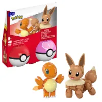 Klocki do zbudowania 2 figurek pokemonów z pokeballami - Charmander i Eevee