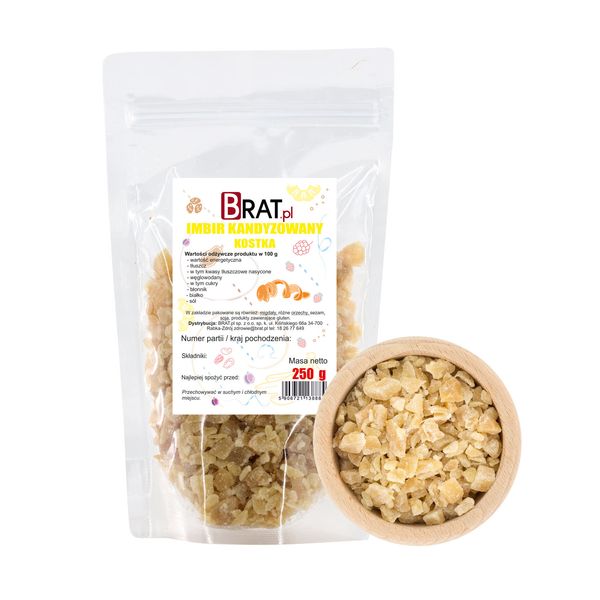 Imbir kandyzowany 250g WYSOKA JAKOŚĆ PRODUKT NATURALNY zdjęcie 1