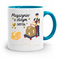 Kubek Błękitny Dla Magazyniera O Złotym Sercu Z Nadrukiem Ze Zdjęciem