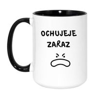 KUBEK "OCHUJEJE ZARAZ" Wzór - Duży Biało-Czarny 450 ml