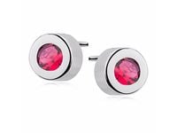 Delikatne srebrne kolczyki celebrytka kółka kółeczka rubinowe cyrkonie srebro 925 KS0036E_P