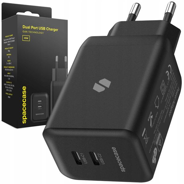Spacecase USB Charger 45W GaN SC006B black zdjęcie 1