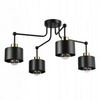 LAMPA WISZĄCA LOFTOWA CZARNA ZŁOTA ŻYRANDOL LED E27 PRZEDPOKÓJ SALON