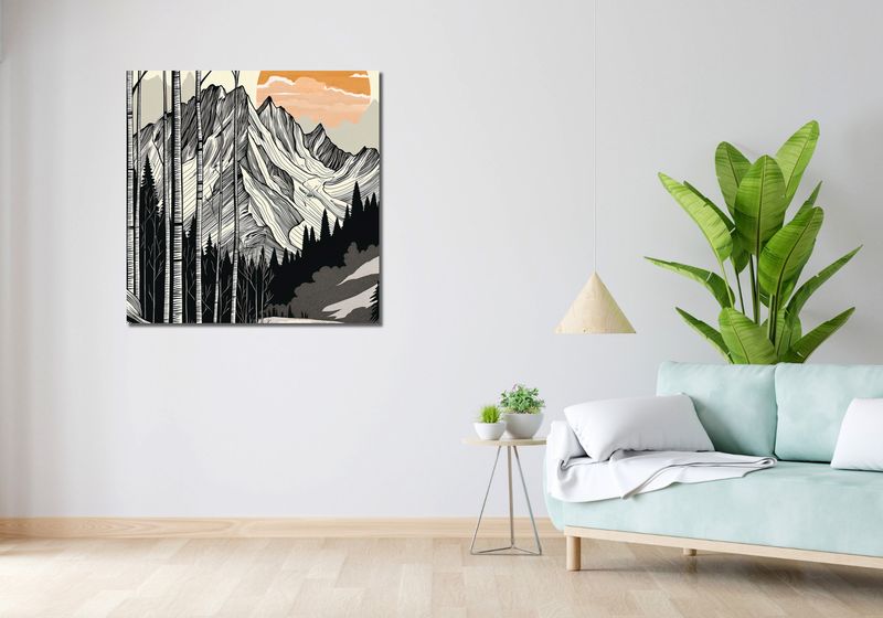 Obraz 90x90cm Drzeworys Górski zdjęcie 2