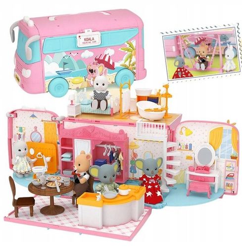 DUŻE AUTO dla LALEK AUTOBUS KAMPER WAKACYJNY rozkładany otwierany DOMEK na Arena.pl