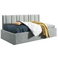 Łóżko młodzieżowe Tapczan 90x200 Comfort Prato Jasny Szary + POJEMNIK