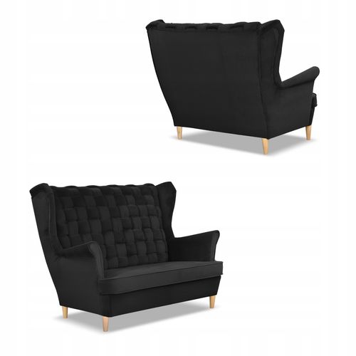 Zestaw wypoczynkowy Carol sofa fotele paski czarny na Arena.pl