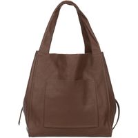 VERA PELLE torebka damska skórzana shopper z saszetką V497 brązowa