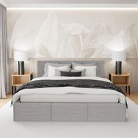 ŁÓŻKO TAPICEROWANE DO SYPIALNI 160x200 ŁÓŻKO PODWÓJNE Z POJEMNIKIEM SZARE