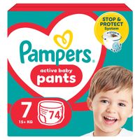 PAMPERS PANTS 7 ROZMIAR PIELUCHOMAJTKI DLA DZIECI 15+ kg MEGA ZAPAS 74zt
