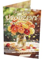 karta urodzinowa kwiatowa z cekinami ur-070