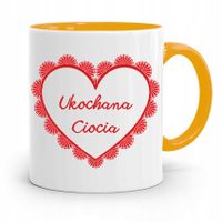 Kubek Żółty Prezent Dla Cioci Ukochana Ciocia Z Nadrukiem Ze Zdjęciem