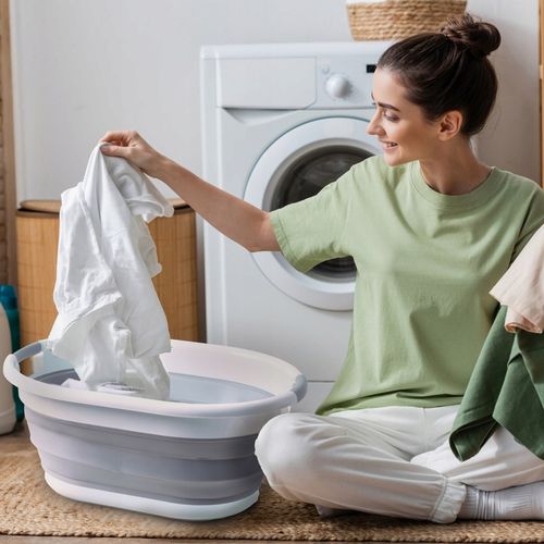 Kosz na pranie składany silikonowy szary 24L wąski YOKA HOME na Arena.pl