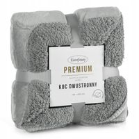 Koc Narzuta Dwustronny 170x210 Sherpa Srebro Eurofirany Baranek Ciepły TEDY
