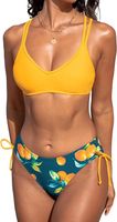 Damski Strój Kąpielowy Dwuczęściowy Bikini Push-Up Szybkoschnący Żółty L