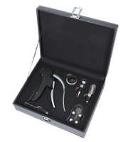 Zestaw do Wina 5w1 Komplet Akcesoriów na Prezent w Czarnym Pudełku