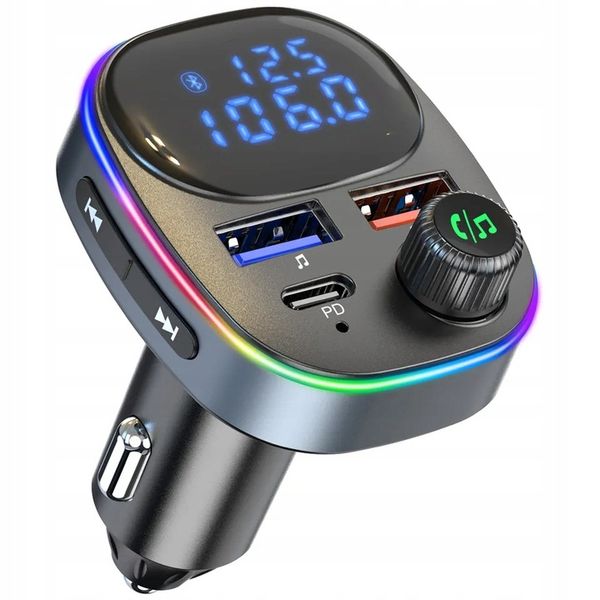 TRANSMITER BLUETOOTH FM SAMOCHODOWY SZYBKA ŁADOWARKA USB USB-C AUX zdjęcie 2
