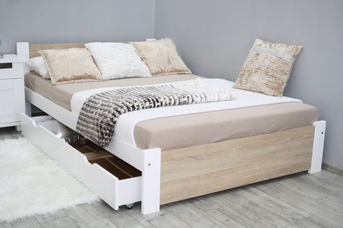 Łóżko 3D 120x200 białe + dąb SONOMA stelaż MATERAC na Arena.pl