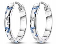 MD kobiece eleganckie kolczyki okrągłe koła niebieskie motyle motylki S925