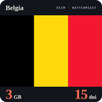 Karta eSIM Internet Belgia 3 GB na 15 dni - bez rejestracji