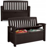 Ławka ogrodowa z oparciem Skrzynia Schowek 227L Brąz Patio Storage Bench