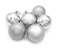 BOMBKI NA CHOINKĘ SREBRNE ZAWIESZKI KOMPLET 6 szt 8cm