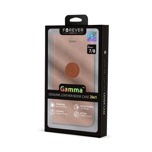 Forever Gamma 2in1 Leather Book Case do iPhone 7 / iPhone 8 brązowy na Arena.pl