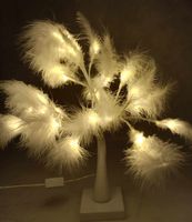 Dekoracja drzewko led ozdobne z piórkami światło BIAŁE CIEPŁE