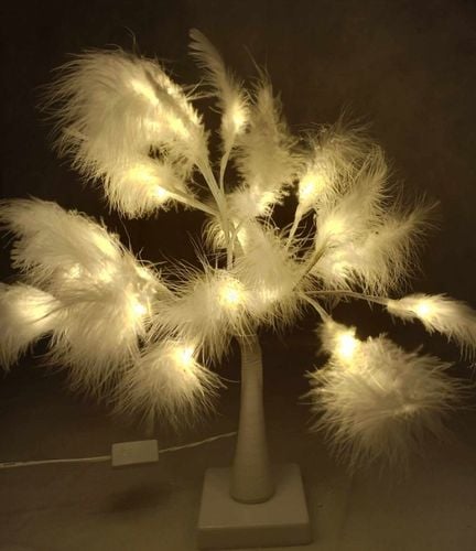 Dekoracja drzewko led ozdobne z piórkami światło BIAŁE CIEPŁE na Arena.pl