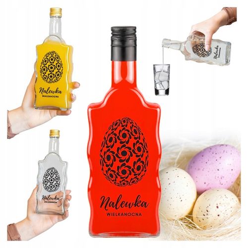 5x Butelki Szklane na WIELKANOC FALA 500ml z NADRUKIEM Na Likiery Nalewki na Arena.pl