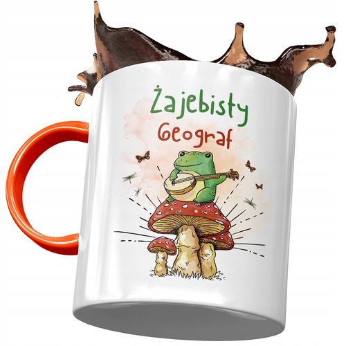Kubek Pomarańczowy Dla Geografa Żajebisty Geograf Z Nadrukiem Ze Zdjęciem na Arena.pl